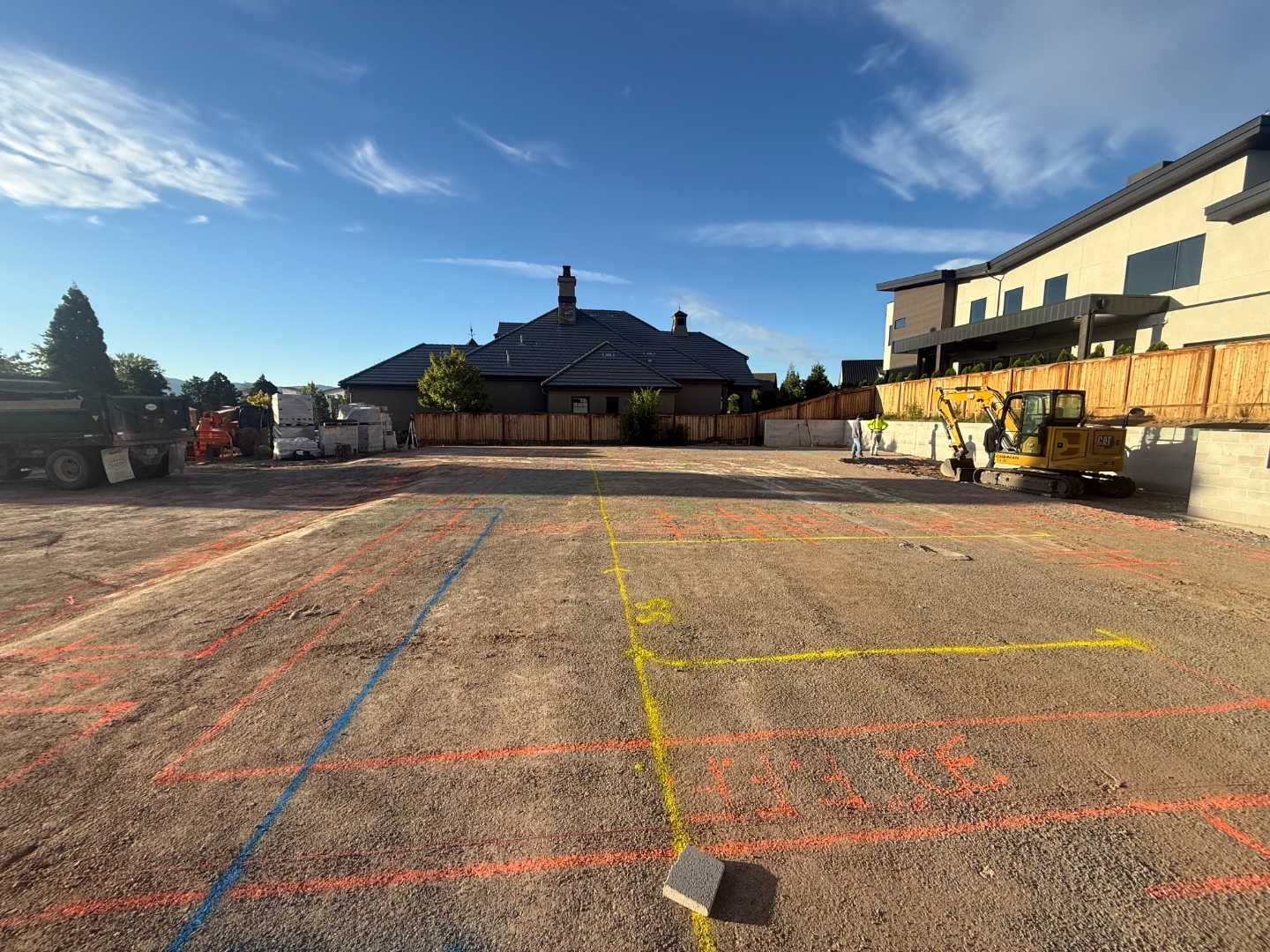 Finished structural pad with color-coded layout lines