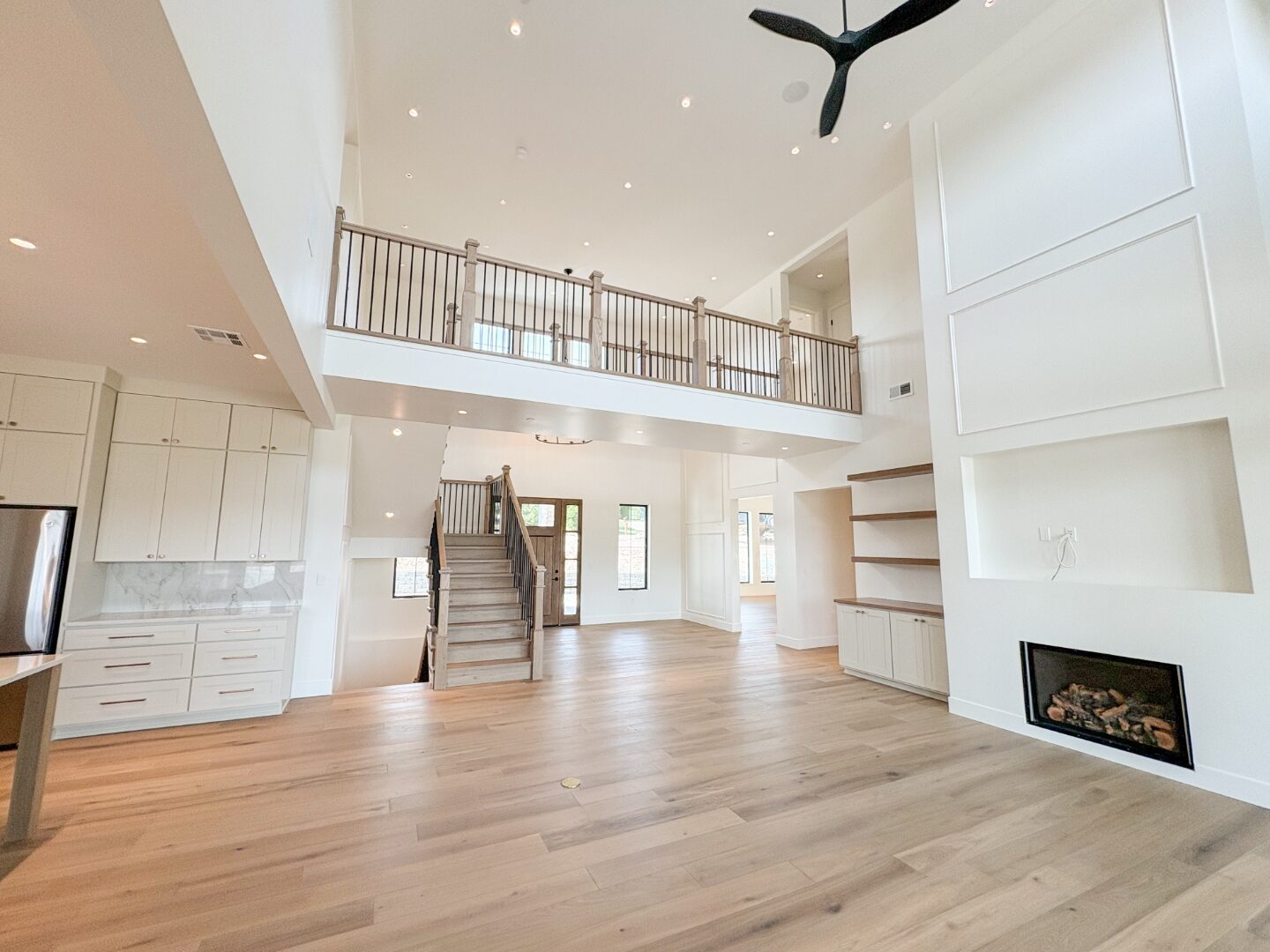 Table Rock Residence great room with two-story ceiling and catwalk